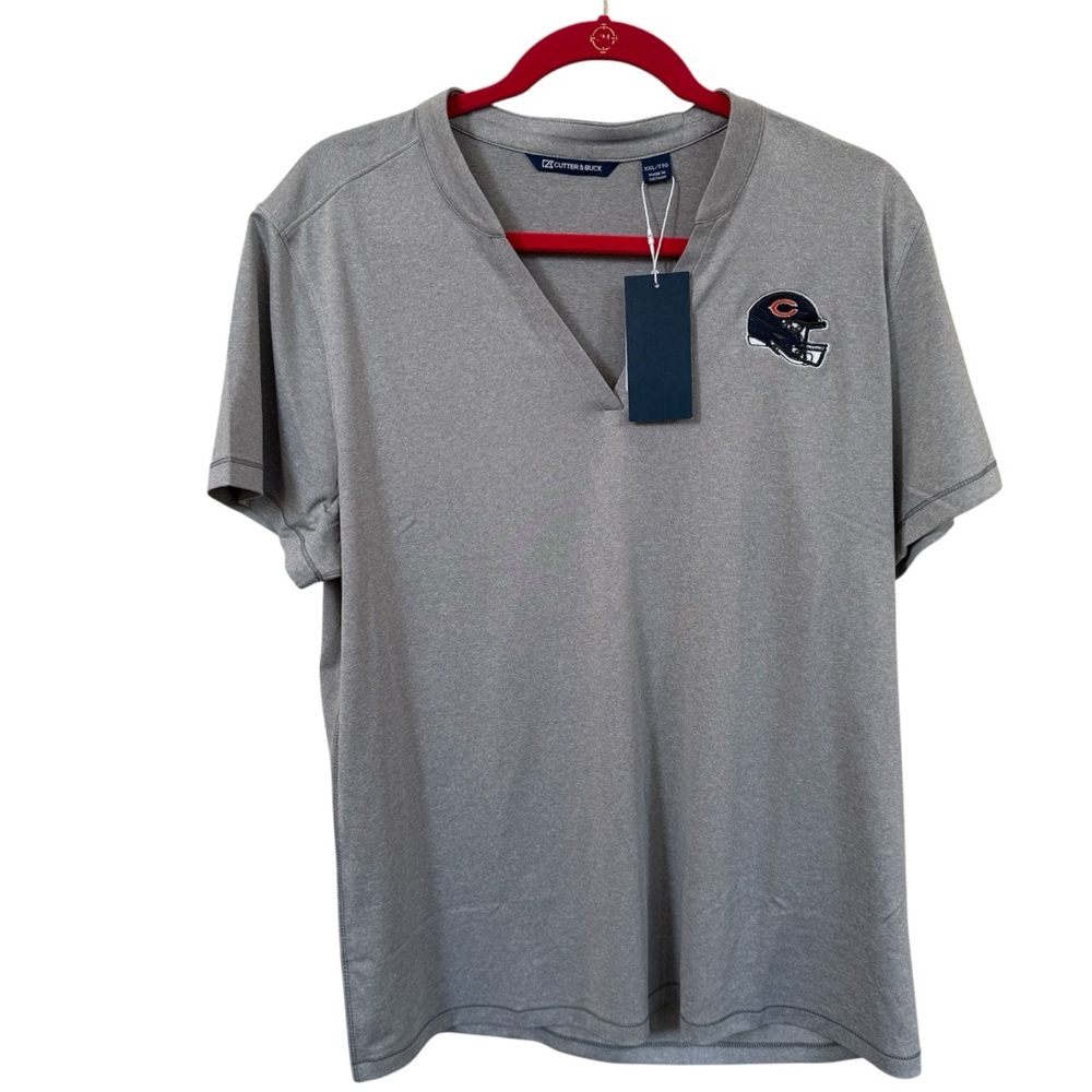 Cutter & Buck Chicago Bears V-Neck Performance Tee XXL Gray NFL Gear Embroidered